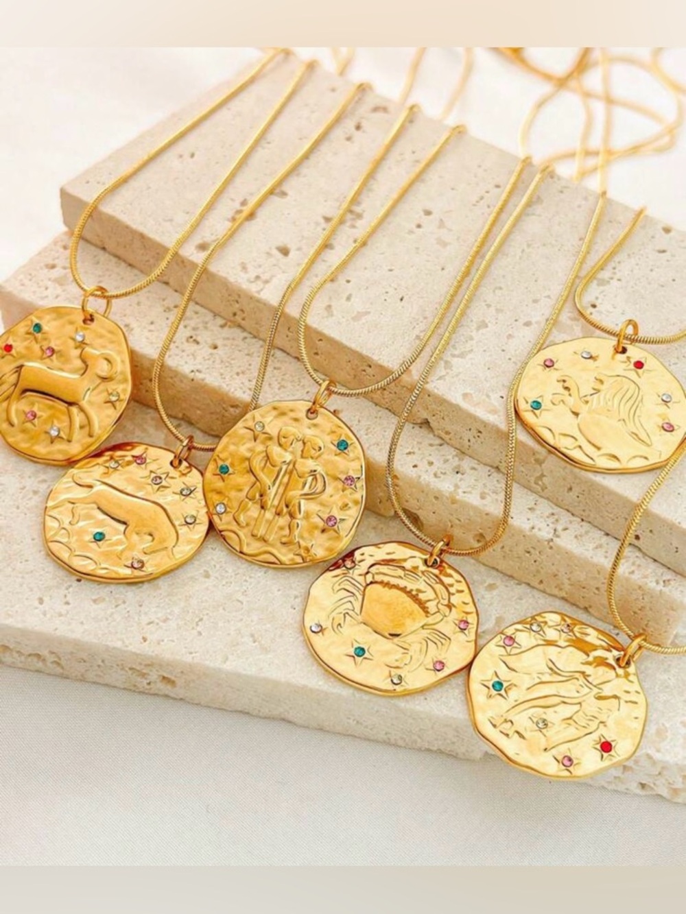 Gold Zodiac aries Pendant Necklace M778